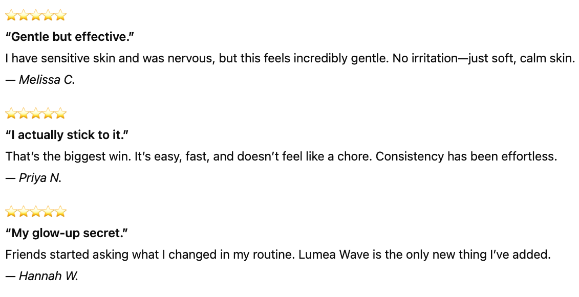 Product reviews on a white background